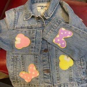 Kids Oshkosh B’Gosh - hand embellished 7 Minnie Mouse style jean jacket